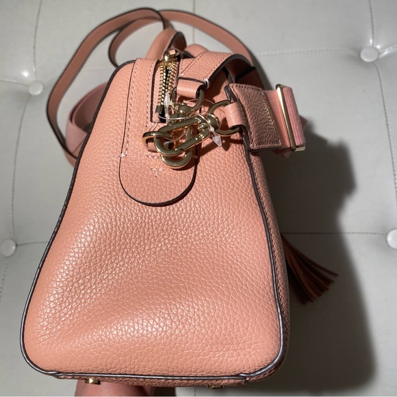 Tory Burch Thea Mini Web Satchel Pink Moon - Picture 9 of 17